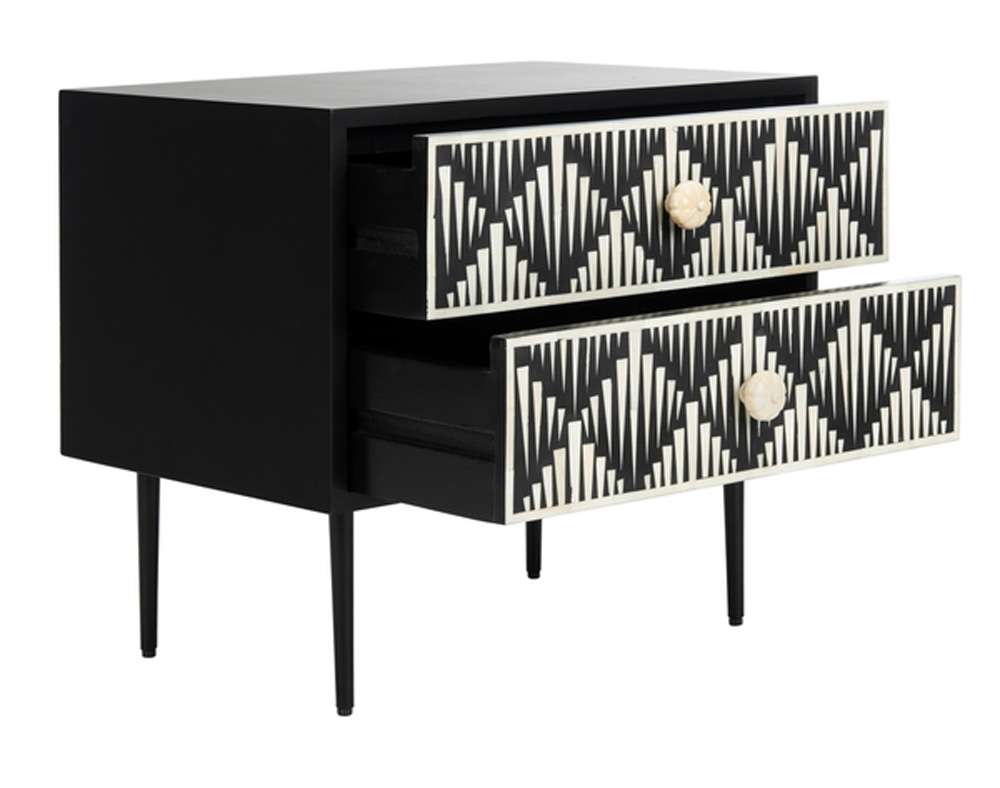 Safavieh - Couture - Tessie Bone Inlay Nightstand - Assorted - Black - SFV6609A veiw 3