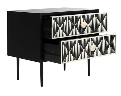 Safavieh - Couture - Tessie Bone Inlay Nightstand - Assorted - Black - SFV6609A veiw 3