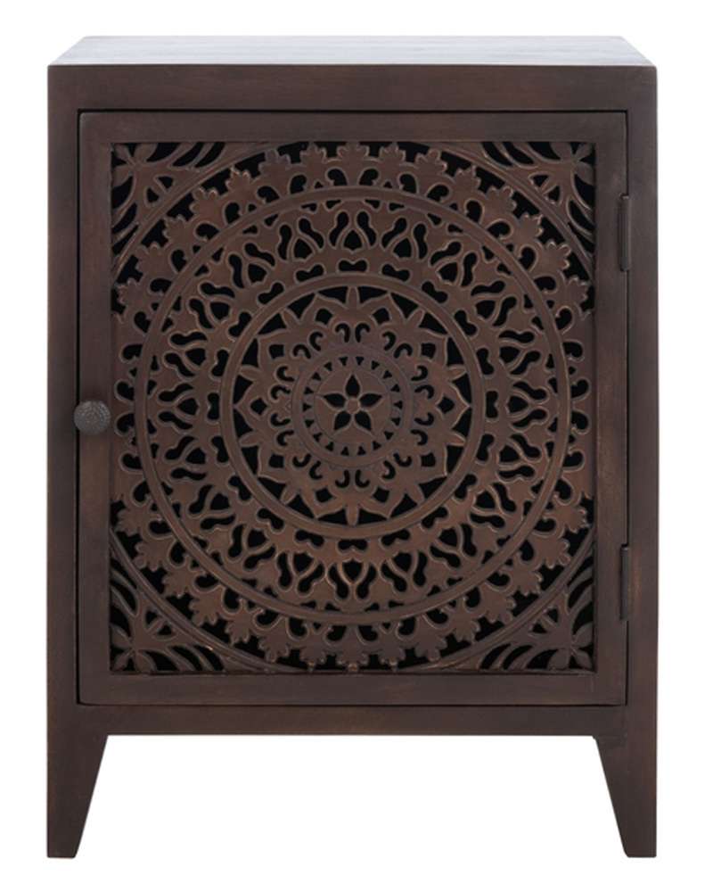 Safavieh - Thea 1 Door Carved Nightstand - Brown - NST5300A veiw 1