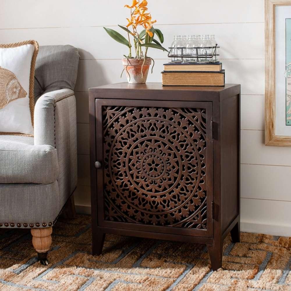 Safavieh - Thea 1 Door Carved Nightstand - Brown - NST5300A veiw 2