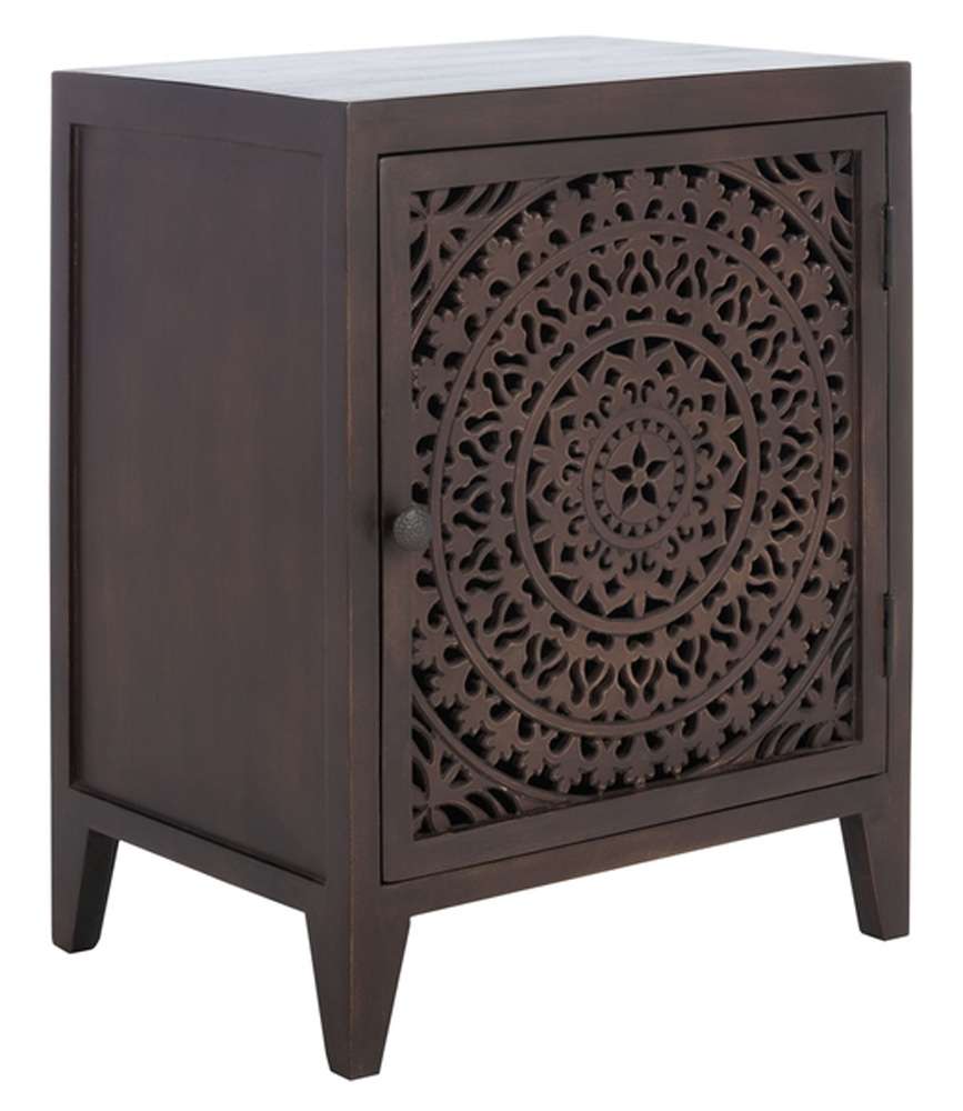 Safavieh - Thea 1 Door Carved Nightstand - Brown - NST5300A veiw 3