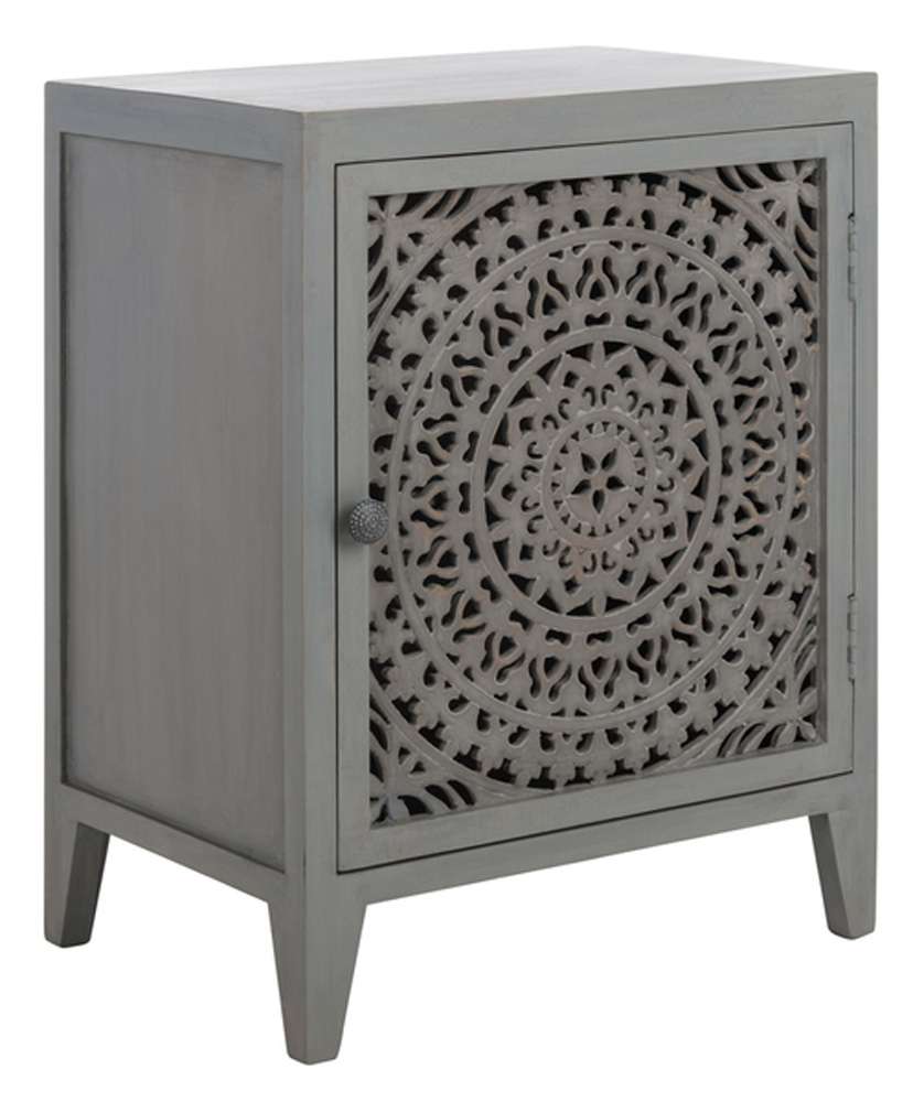 Safavieh - Thea 1 Door Carved Nightstand - Grey Walnut - NST5300B veiw 3