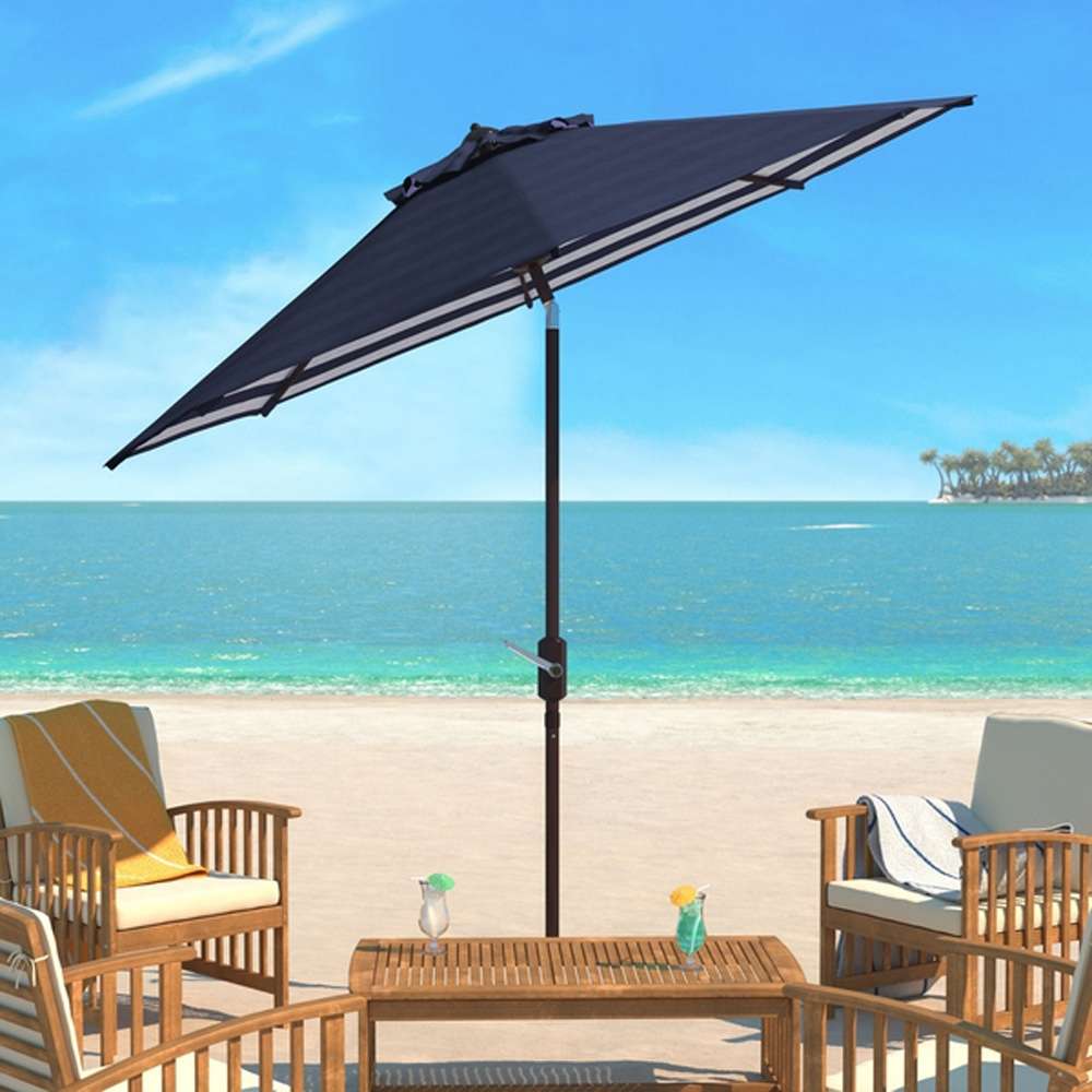 Safavieh - Tiana 9Ft Crank Umbrella - Navy - White - PAT8007A veiw 1