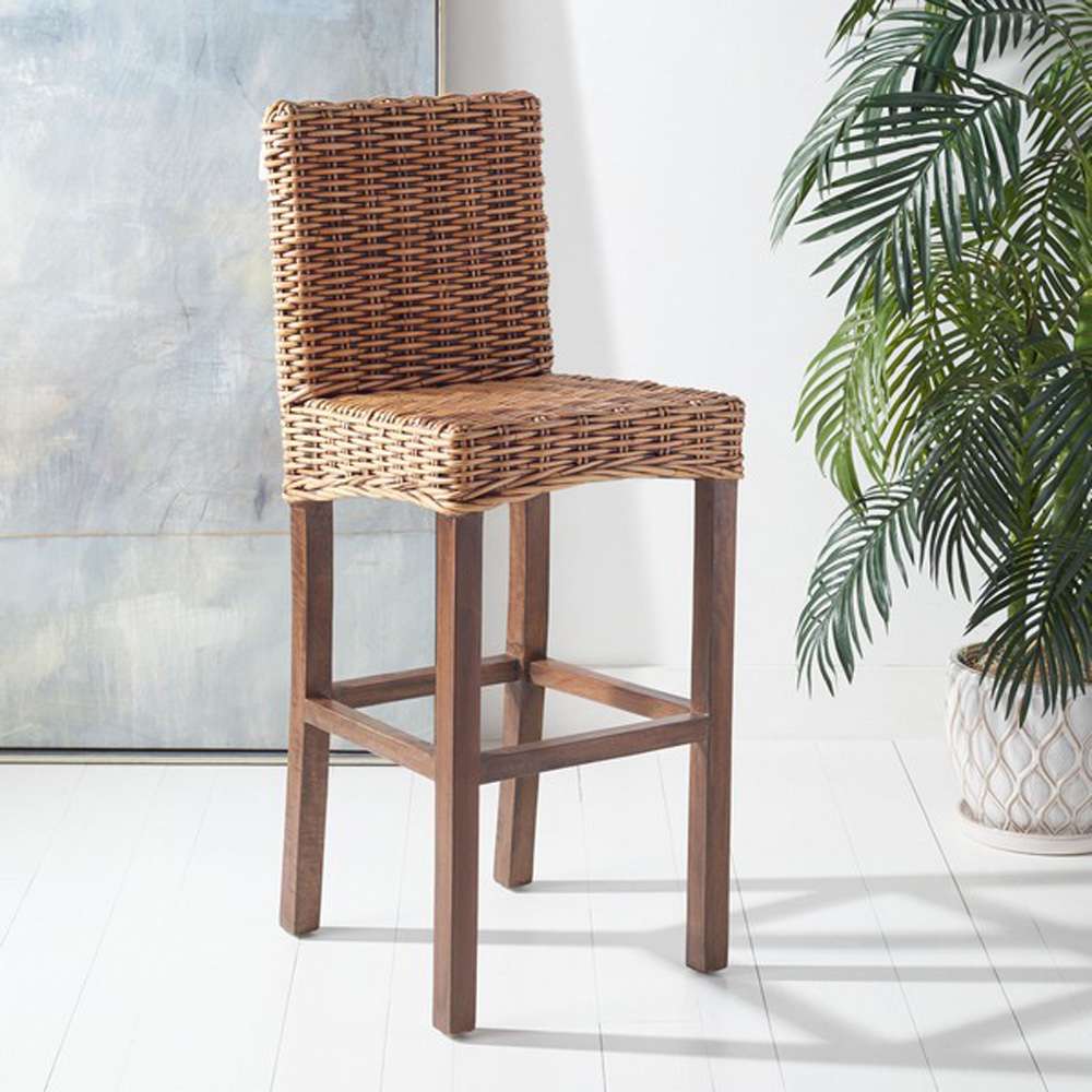 Safavieh - Tobie Rattan Bar Stool - Honey Brwn Wash - Antique Brow - BST6500C veiw 2