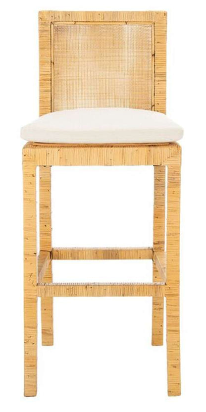 Safavieh - Tojo Cane Bar Stool W/ Cushion - White - Natural - BST6503A veiw 1
