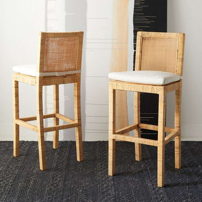 Safavieh - Tojo Cane Bar Stool W/ Cushion - White - Natural - BST6503A veiw 2
