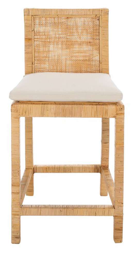 Safavieh - Tojo Cane Counter Stool W/Cush - White - Natural - BST6502A veiw 1