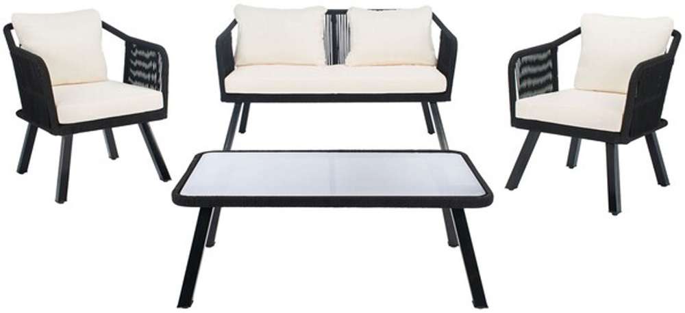 Safavieh - Torsla 4Pc Rope Living Set - Black - Beige - PAT7520B veiw 1