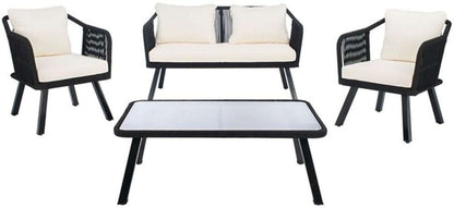 Safavieh - Torsla 4Pc Rope Living Set - Black - Beige - PAT7520B veiw 1