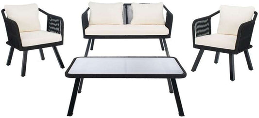 Safavieh - Torsla 4Pc Rope Living Set - Black - Beige - PAT7520B veiw 1