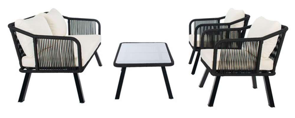 Safavieh - Torsla 4Pc Rope Living Set - Black - Beige - PAT7520B veiw 3