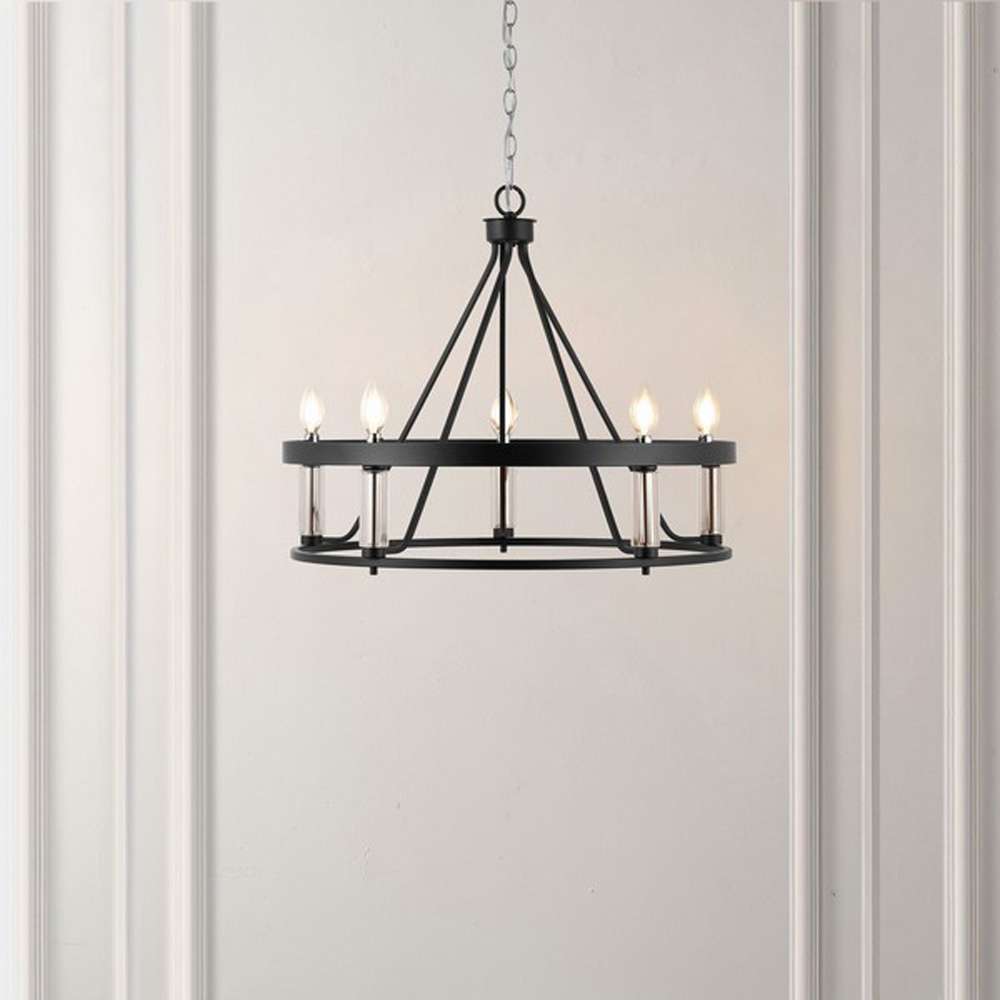 Safavieh - Trenton 5Lt 26in Pendant - Black - Chrome - PND4177A veiw 2