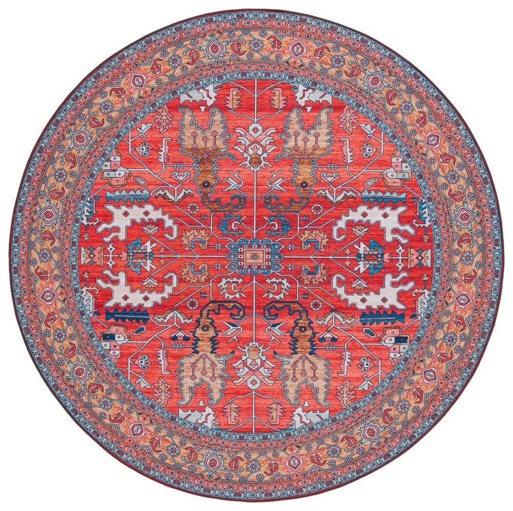 Safavieh - Tucson 152P Rust Navy (Machine Washable & Slip Resistant) - 4" X 4" - TSN152P-4R view 1