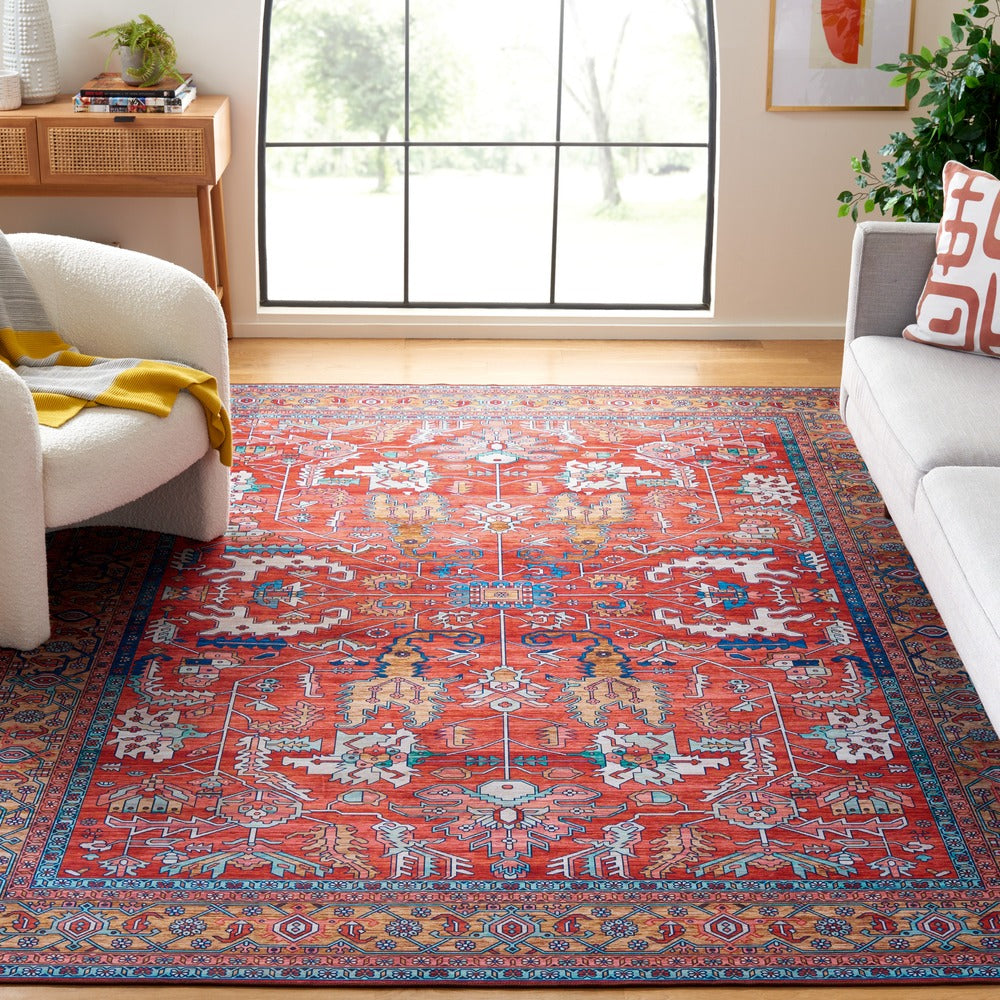 Safavieh - Tucson 152P Rust Navy (Machine Washable & Slip Resistant) - 6" X 8" - TSN152P-68 view 2