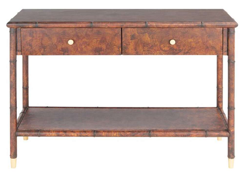 Safavieh - Tudor 2 Drw 1 Shlf Console Table - Dark Brown - Gold - CNS6600A veiw 1