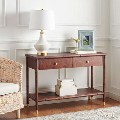 Safavieh - Tudor 2 Drw 1 Shlf Console Table - Dark Brown - Gold - CNS6600A veiw 2