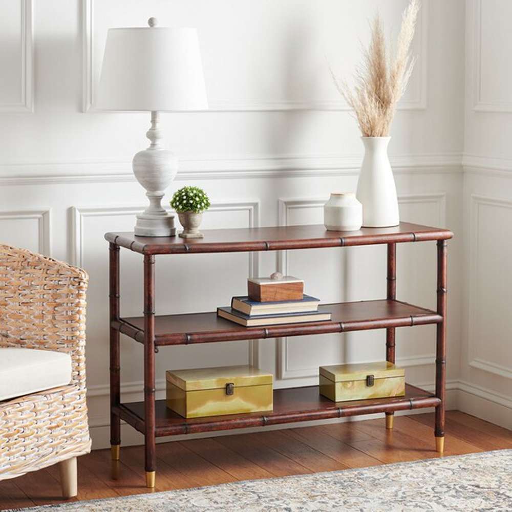 Safavieh - Tudor 2 Shelf Console Table - Dark Brown - Gold - CNS6601A veiw 2