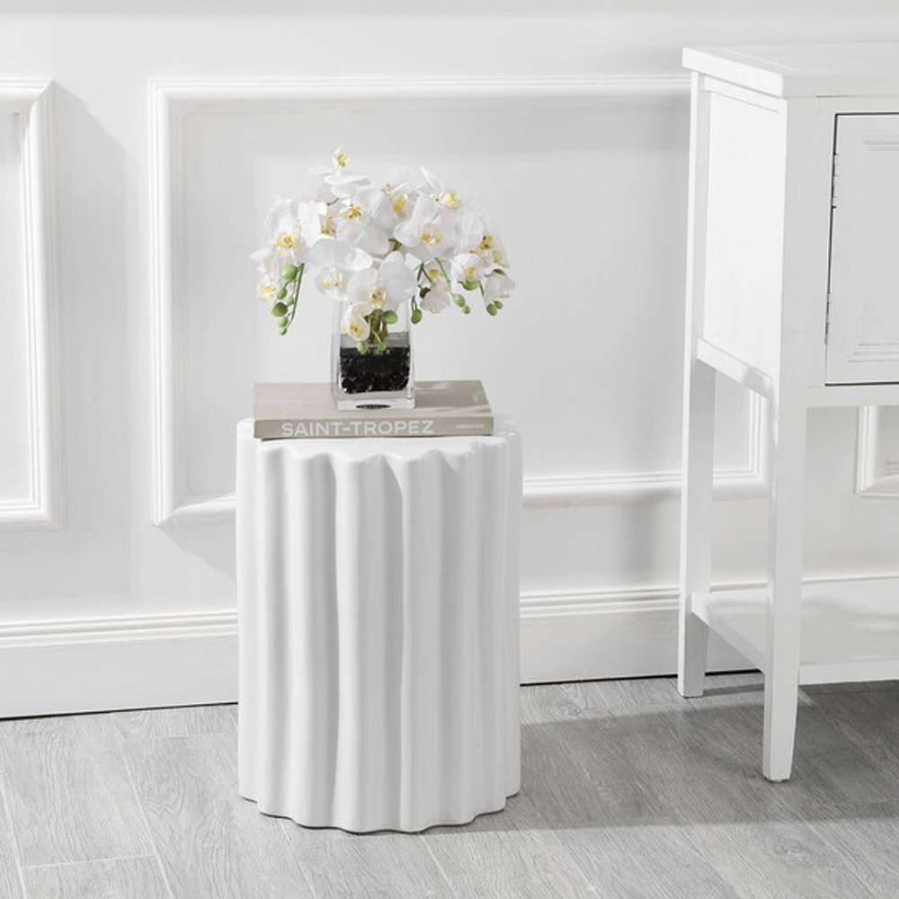Safavieh - Tulett 18in Garden Stool - White - ACS4600A veiw 1