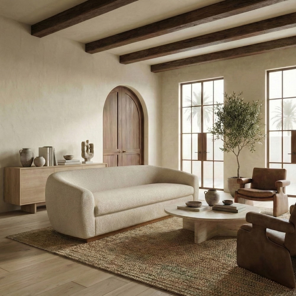 Safavieh - Tylah Boucle Sofa / Beige / Walnut - SFV7520A view 2