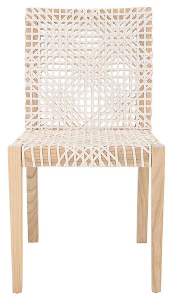 Safavieh - Tyria Leather Dining Chair - White - Natural  (Set of 2) - DCH1203A-SET2 veiw 1