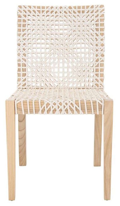 Safavieh - Tyria Leather Dining Chair - White - Natural  (Set of 2) - DCH1203A-SET2 veiw 1