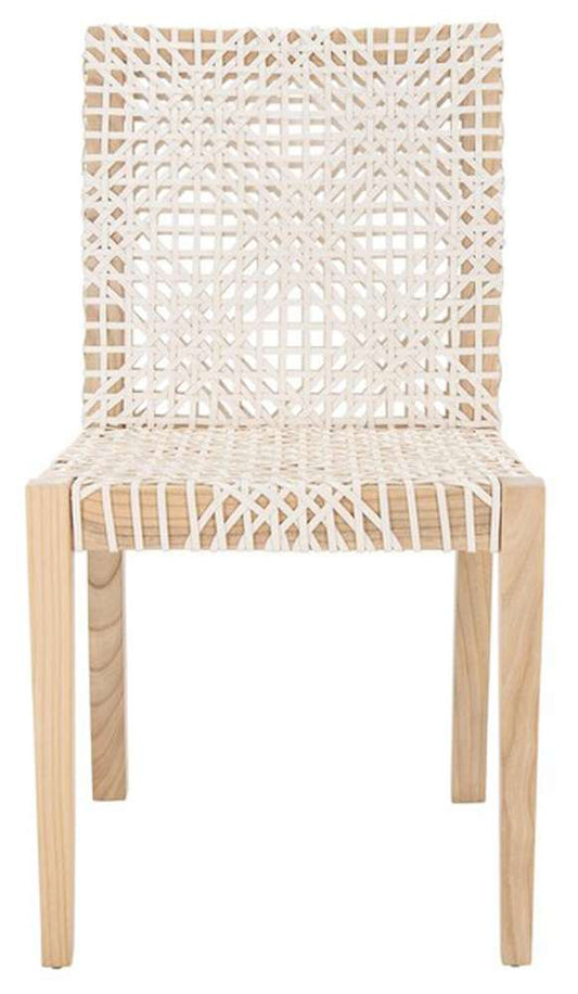 Safavieh - Tyria Leather Dining Chair - White - Natural  (Set of 2) - DCH1203A-SET2 veiw 1