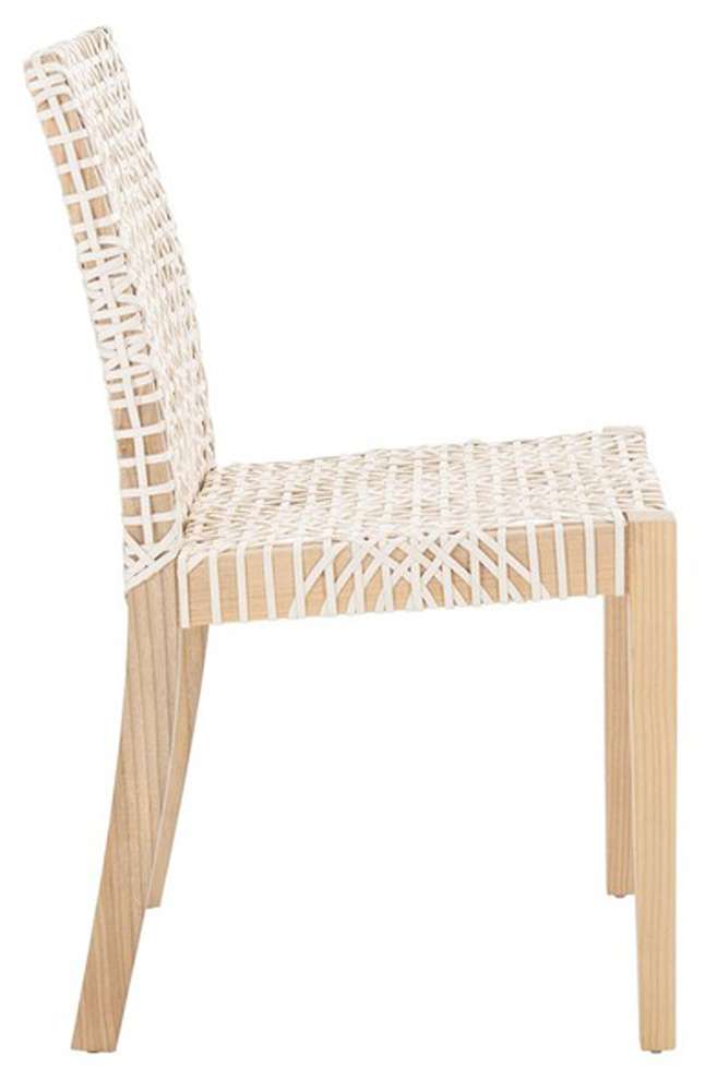 Safavieh - Tyria Leather Dining Chair - White - Natural  (Set of 2) - DCH1203A-SET2 veiw 3