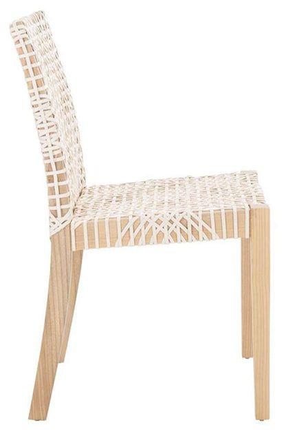 Safavieh - Tyria Leather Dining Chair - White - Natural  (Set of 2) - DCH1203A-SET2 veiw 3