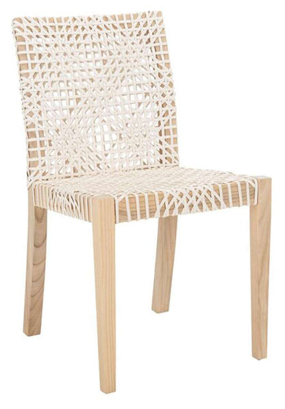 Safavieh - Tyria Leather Dining Chair - White - Natural  (Set of 2) - DCH1203A-SET2 veiw 4