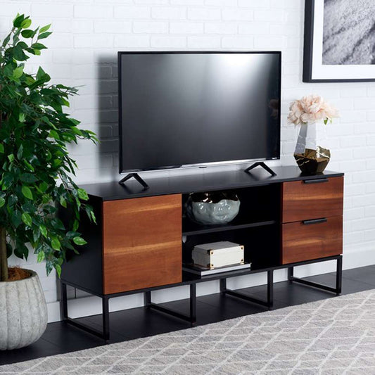 Safavieh - Vance 1Dr 2Drw 2Shelf Media Stand - Black - Brown - MED5008A veiw 2