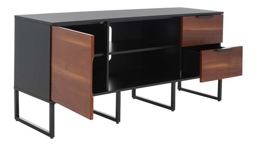 Safavieh - Vance 1Dr 2Drw 2Shelf Media Stand - Black - Brown - MED5008A veiw 3