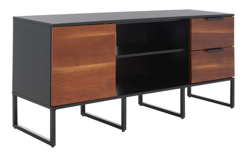 Safavieh - Vance 1Dr 2Drw 2Shelf Media Stand - Black - Brown - MED5008A veiw 4