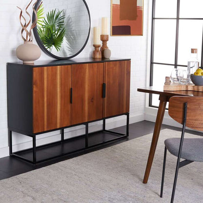 Safavieh - Vance 3Door 2Shelf Sideboard - Black - Brown - MED5007A veiw 2