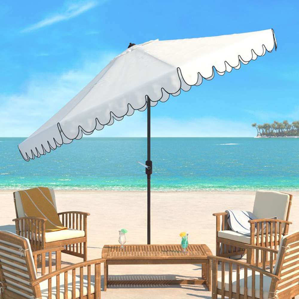 Safavieh - Venice 11Ft Crank Umbrella - White - Black - PAT8110E veiw 2