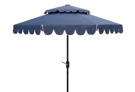 Safavieh - Venice 9Ft Double Top Umbrella - Navy - White - PAT8210A veiw 1