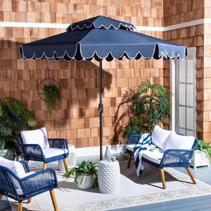 Safavieh - Venice 9Ft Double Top Umbrella - Navy - White - PAT8210A veiw 2
