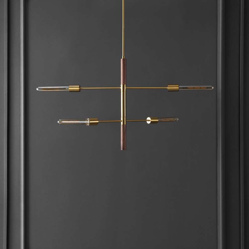Safavieh - Viceroy 4 Lt 23.6in Pendant - Brass - Walnut - PND4181A veiw 1