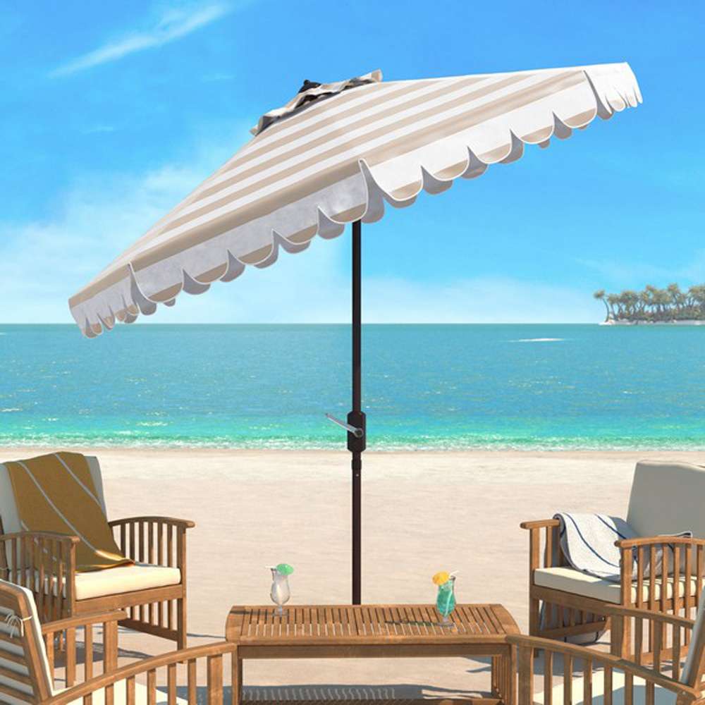 Safavieh - Vienna 11Ft Crank Umbrella - Beige - White - PAT8111A veiw 2