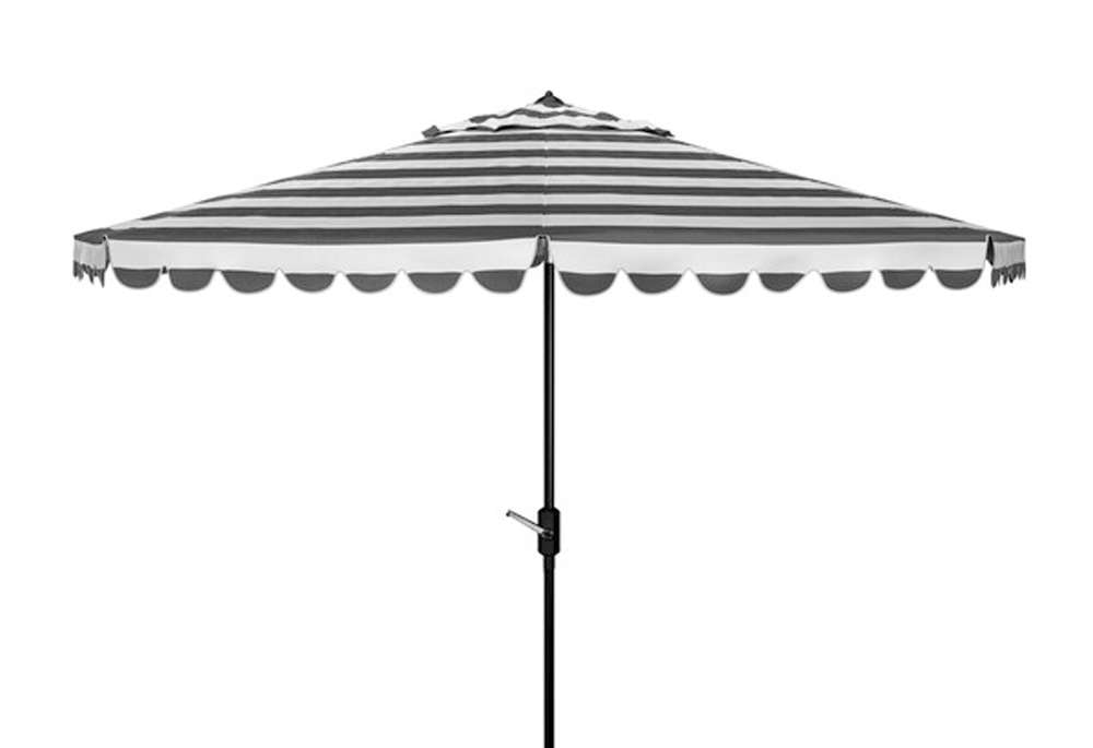 Safavieh - Vienna 11Ft Crank Umbrella - Black - White - PAT8111D veiw 1