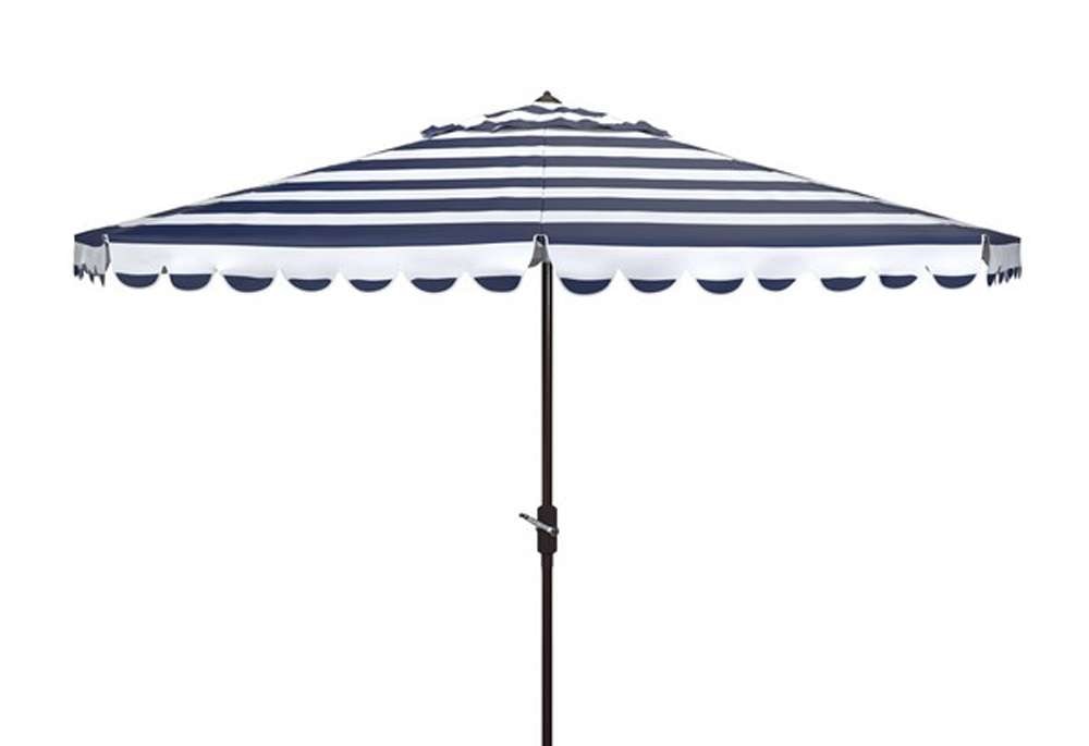 Safavieh - Vienna 11Ft Crank Umbrella - Navy - White - PAT8111C veiw 1