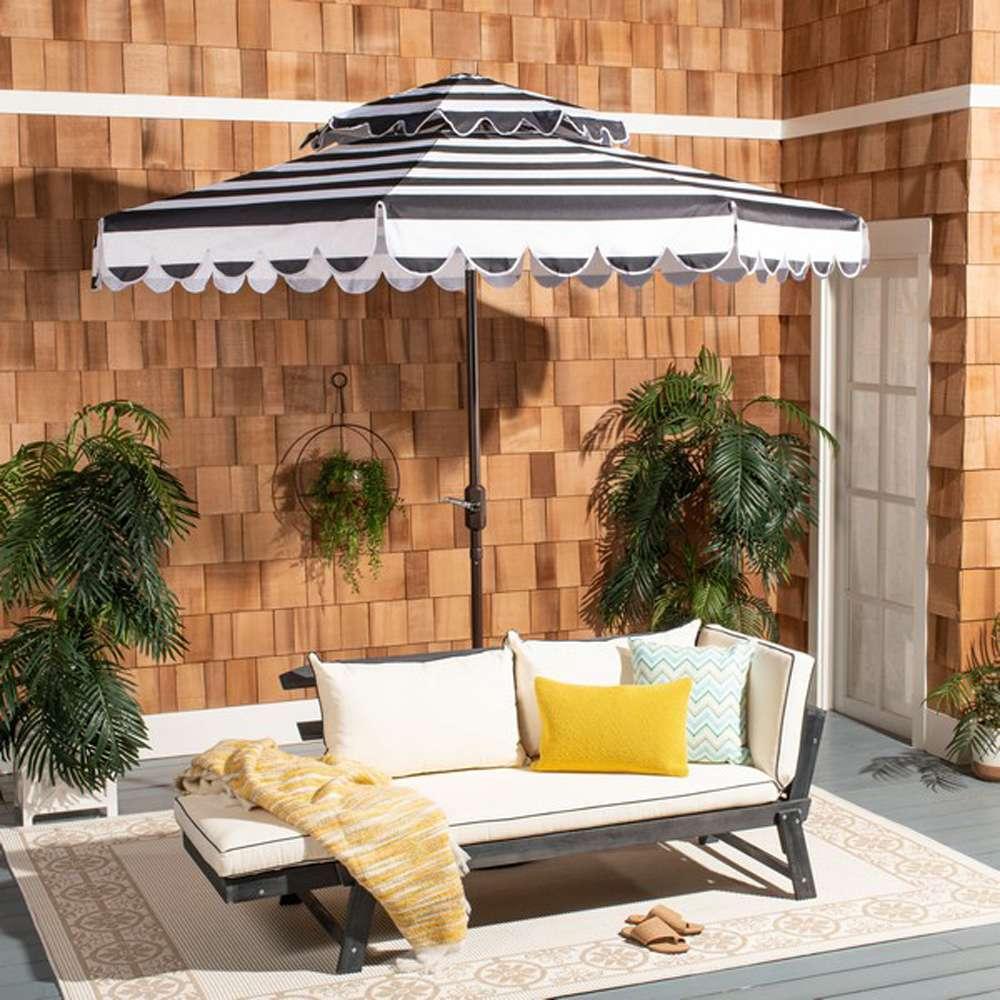 Safavieh - Vienna 9Ft Double Top Umbrella - Black - White - PAT8211D veiw 2