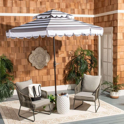 Safavieh - Vienna 9Ft Double Top Umbrella - Grey - White - PAT8211B veiw 2