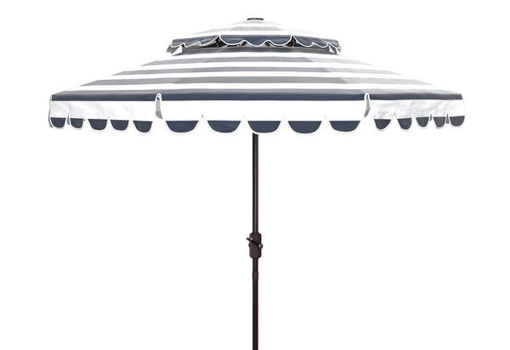 Safavieh - Vienna 9Ft Double Top Umbrella - Navy - White - PAT8211C veiw 1