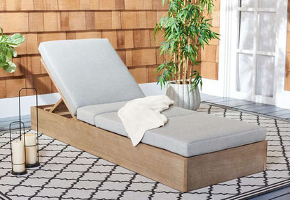 Safavieh - Couture - Vincent Wood Chaise Lounge Chair - Brown - Light Grey - CPT1043A veiw 3