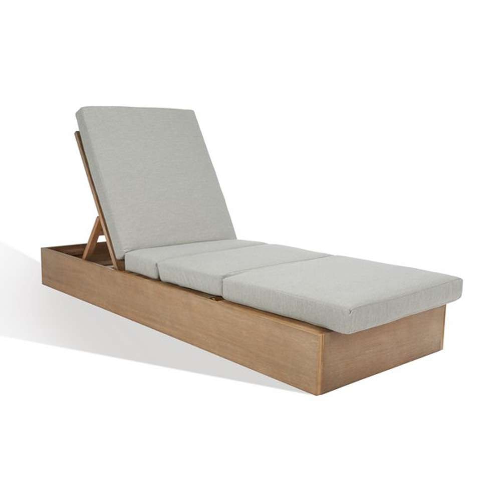 Safavieh - Couture - Vincent Wood Chaise Lounge Chair - Brown - Light Grey - CPT1043A veiw 4