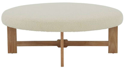 Safavieh - Couture - Vinny Faux Shearling Ottoman - Ivory - Natural - SFV5061A veiw 1