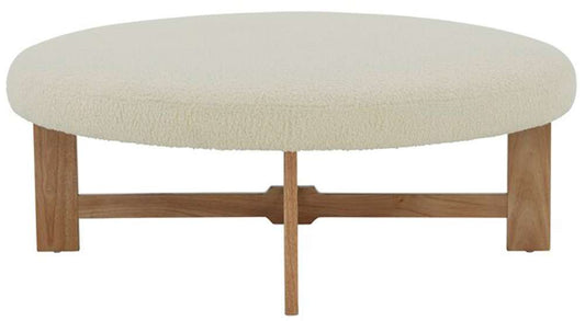 Safavieh - Couture - Vinny Faux Shearling Ottoman - Ivory - Natural - SFV5061A veiw 1