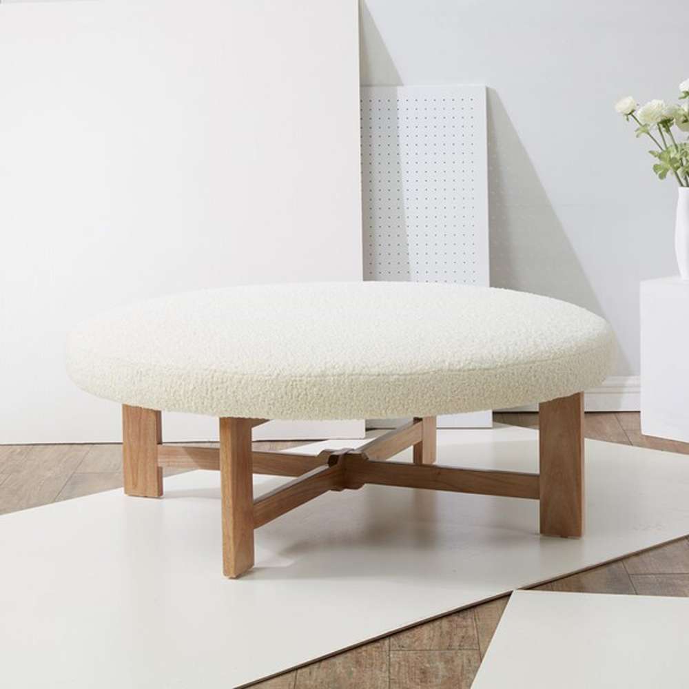 Safavieh - Couture - Vinny Faux Shearling Ottoman - Ivory - Natural - SFV5061A veiw 3