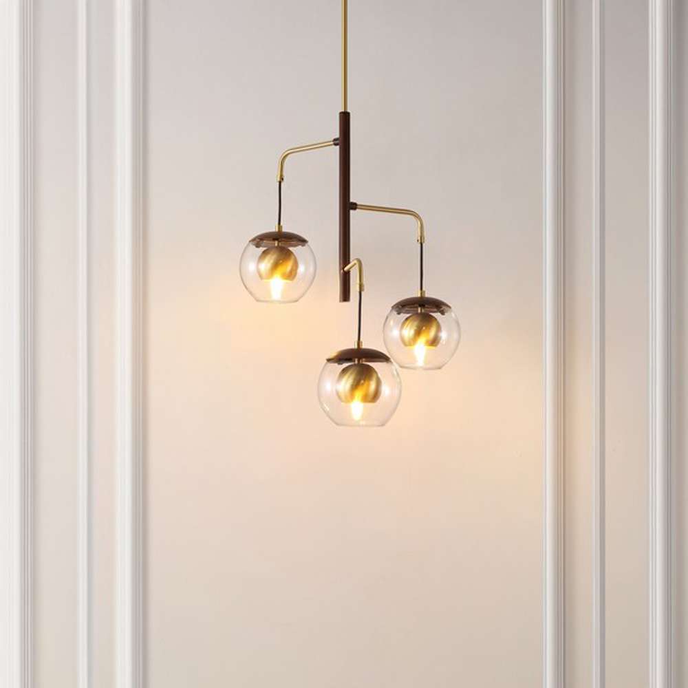 Safavieh - Vylora 3 Lt 26in Pendant - Dark Walnut - Brass - PND4185A veiw 2