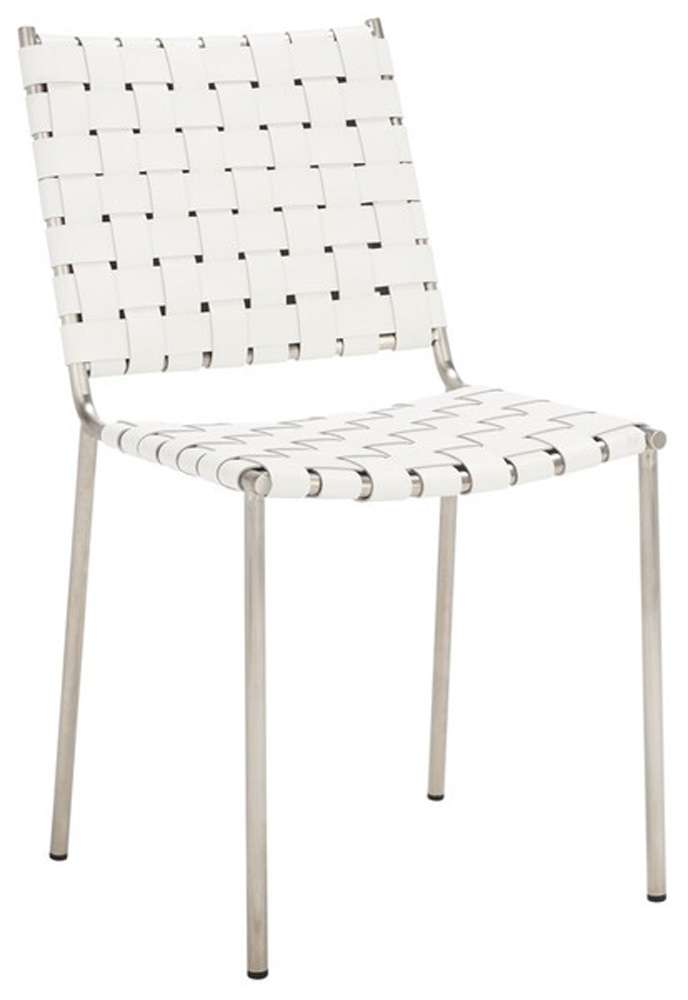 Safavieh - Wesson Woven Dining Chair - White - Silver  (Set of 2) - DCH3005C-SET2 veiw 3